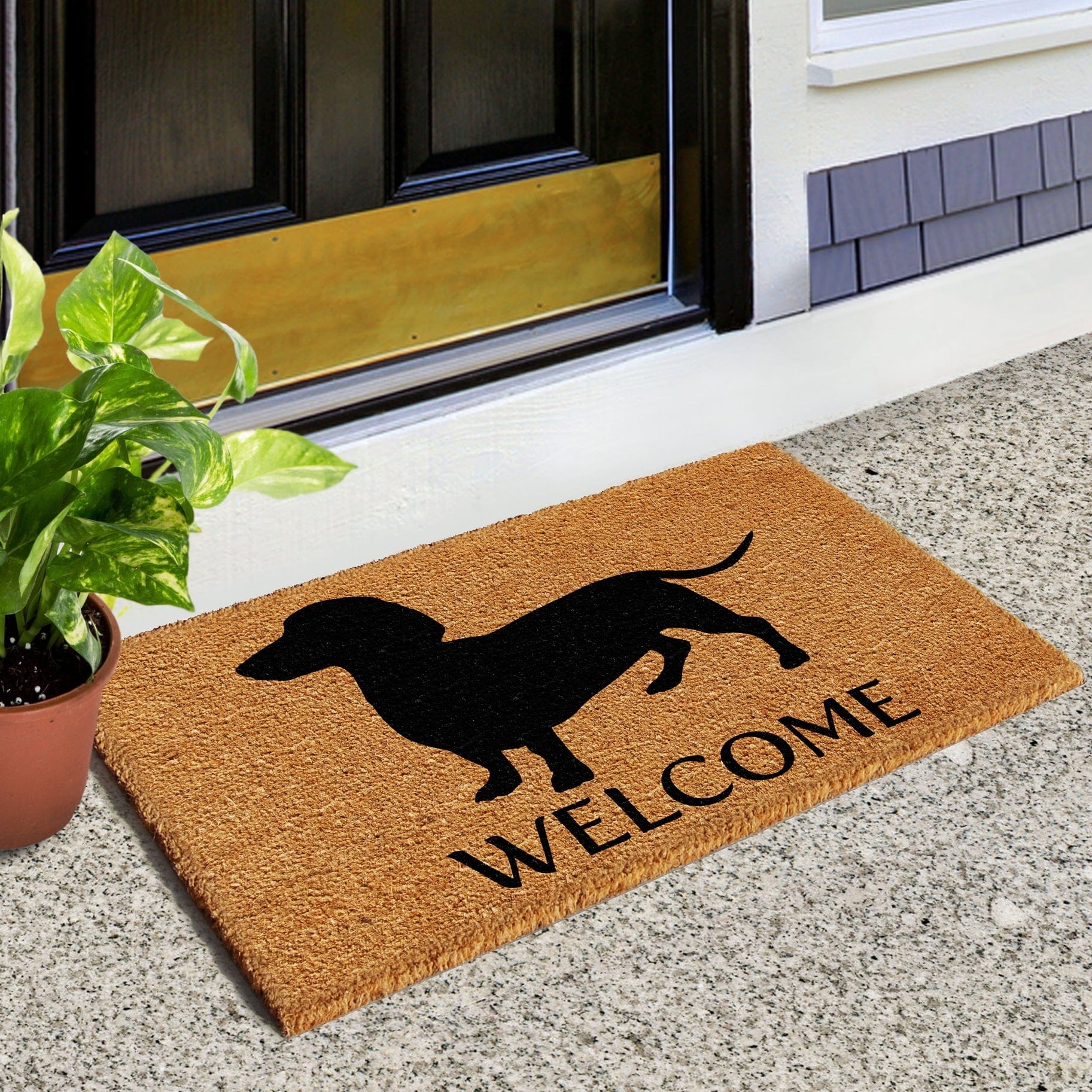Dachshund Coir Welcome Mat Made in the USA、mySite、g9winljtr