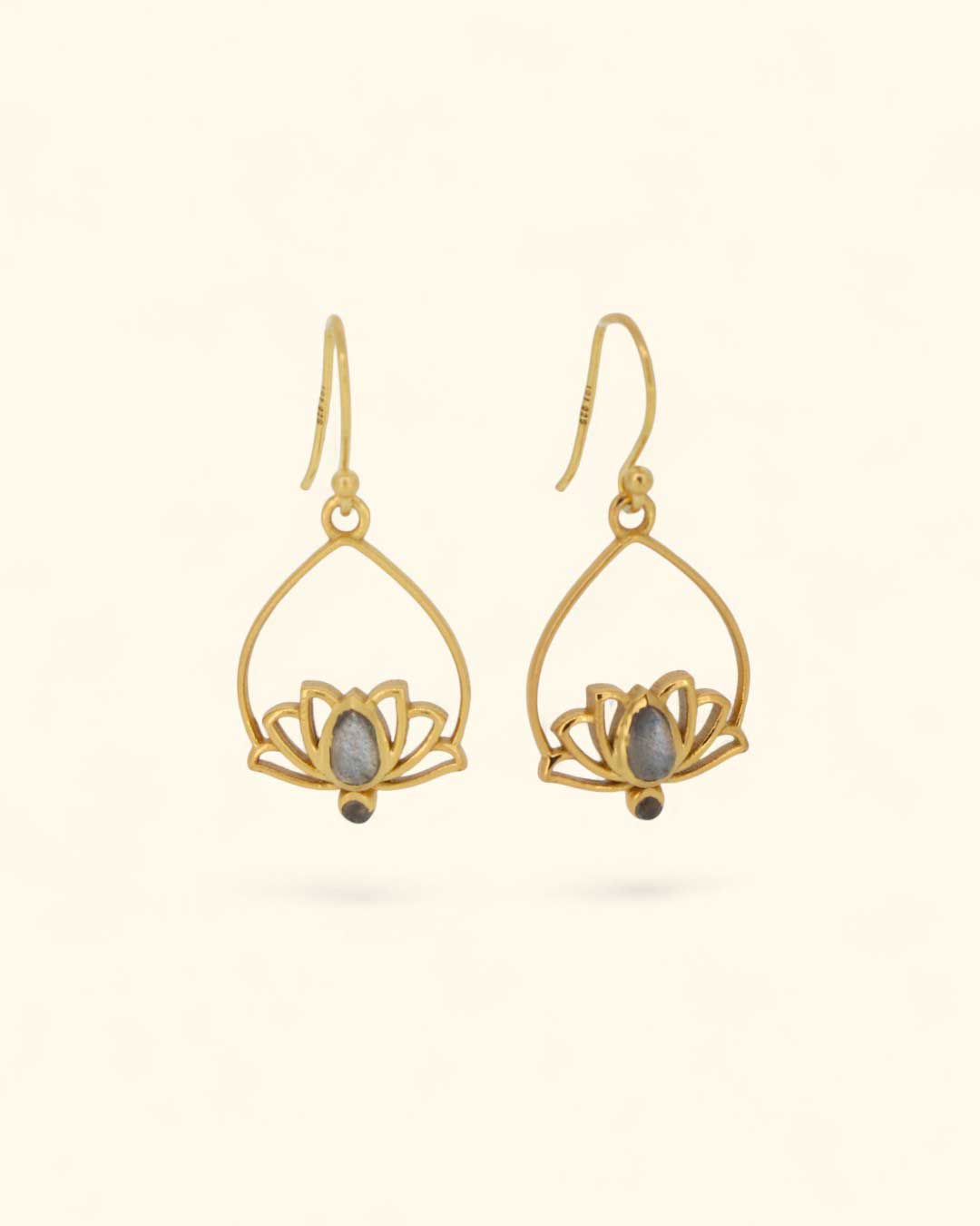 Labradorite Lotus Drop Earrings、mySite、topwebapps