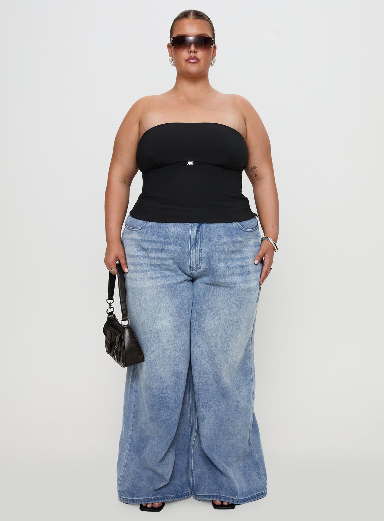 Naylor Wide Leg Jeans Light Wash Denim Curve、mySite、solidvoid