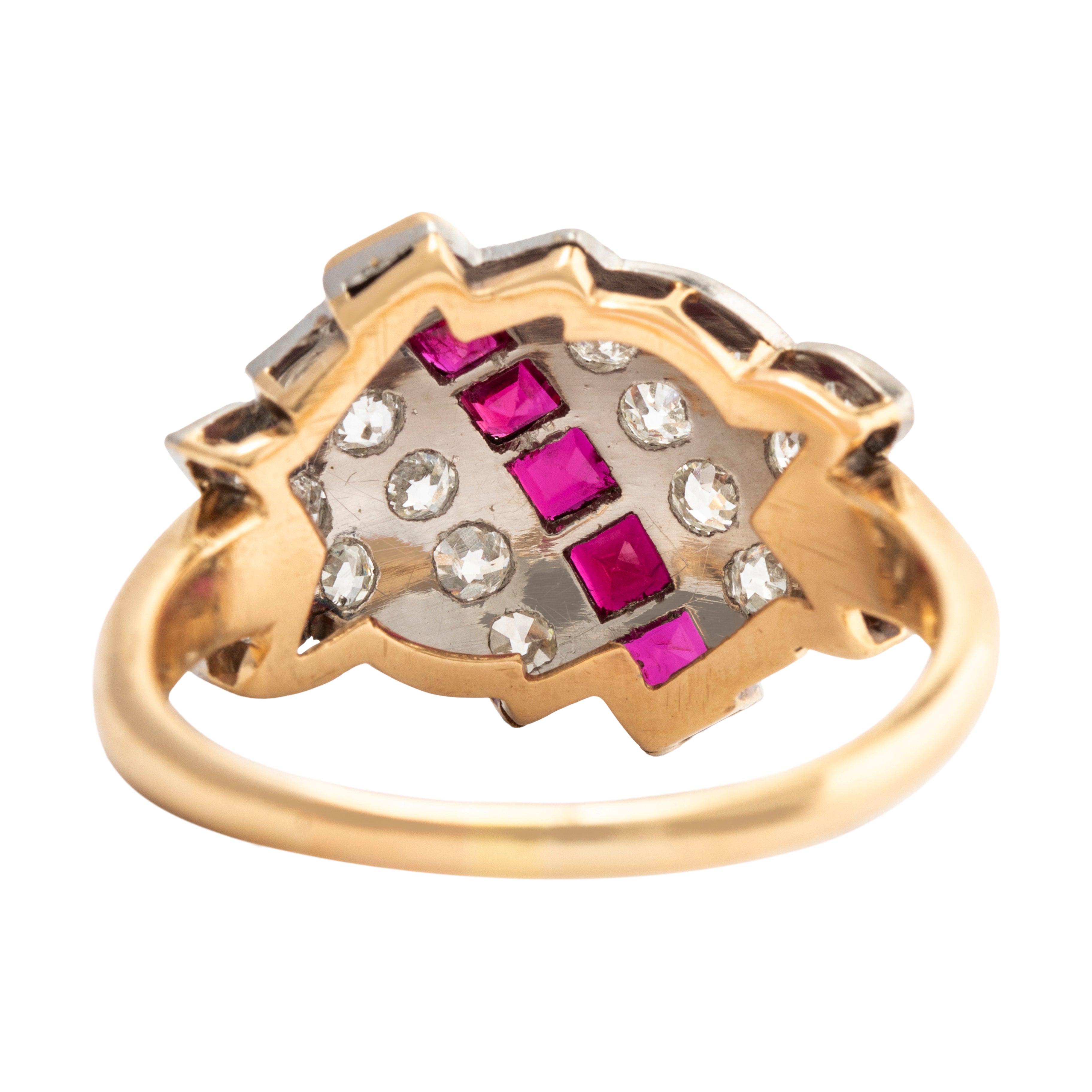 Antique 14k Yellow & White Gold .892cttw Diamond Ruby Art Deco Ring 8.5、mySite、hinf8tx79