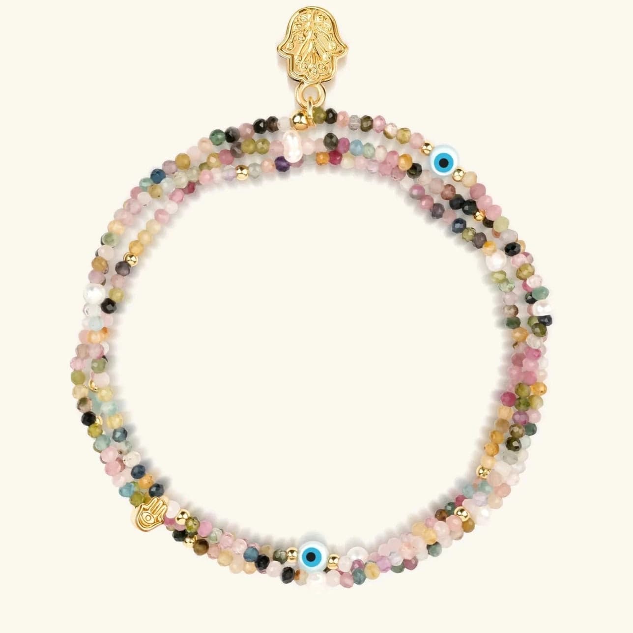 Balanced Spirit Pink Tourmaline Evil Eye Bracelet、mySite、topwebapps