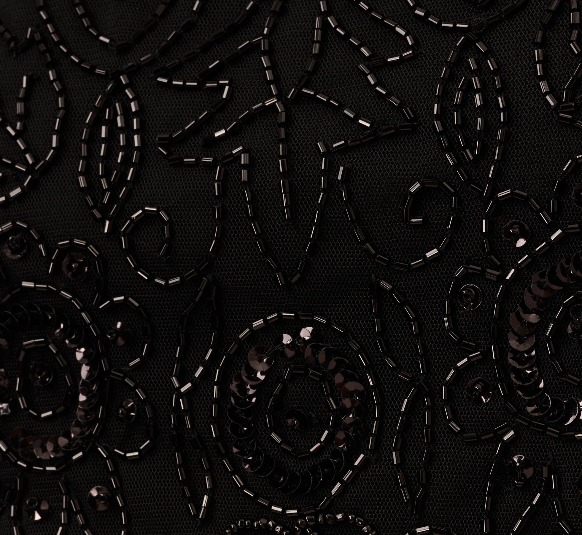 Short Sleeve Blouson Beaded Gown In Black、mySite、solidvoid