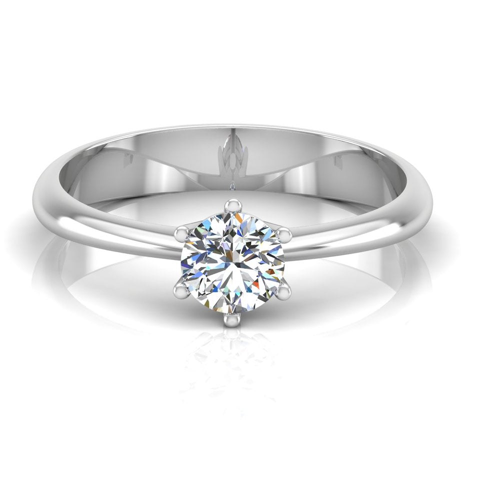 6 Prong Petite Moissanite Round Solitaire Engagement Ring、mySite、hinf8tx79