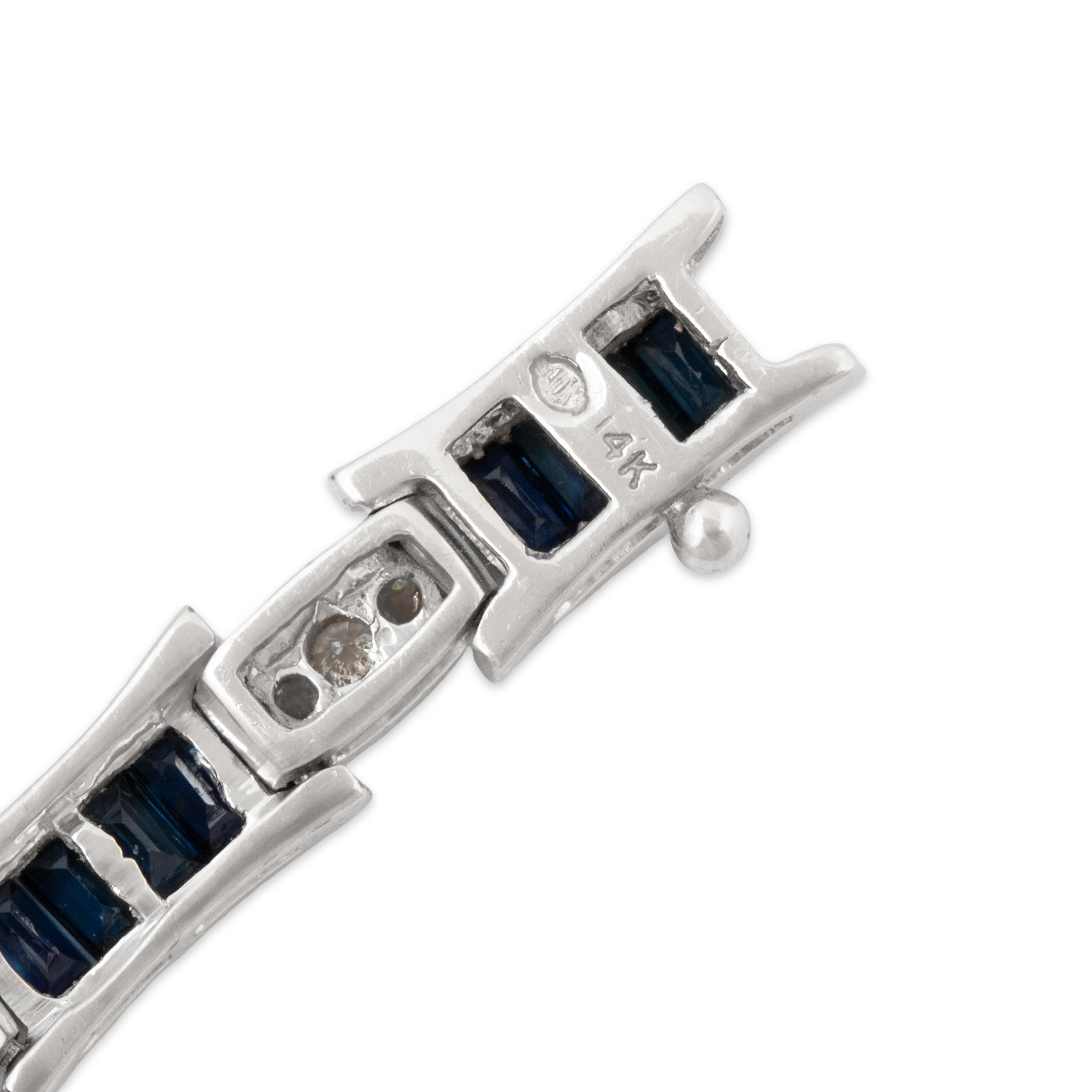 Vintage 14k White Gold 3.6cttw Sapphire .689cttw Diamond Refined Bracelet 6.75、mySite、hinf8tx79