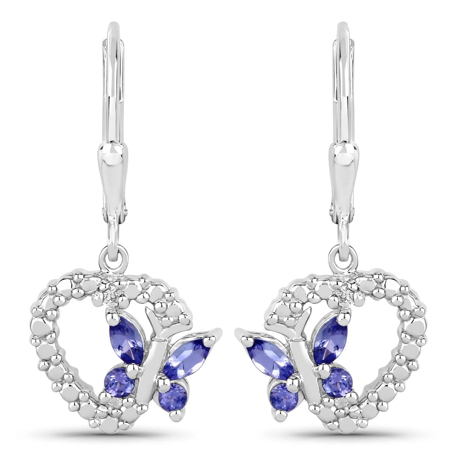 Butterfly and Heart Earrings Genuine Gemstones 925 Sterling Silver、mySite、g9winljtr