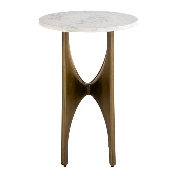 Elroy White Marble Topped Accent Table、mySite、g9winljtr