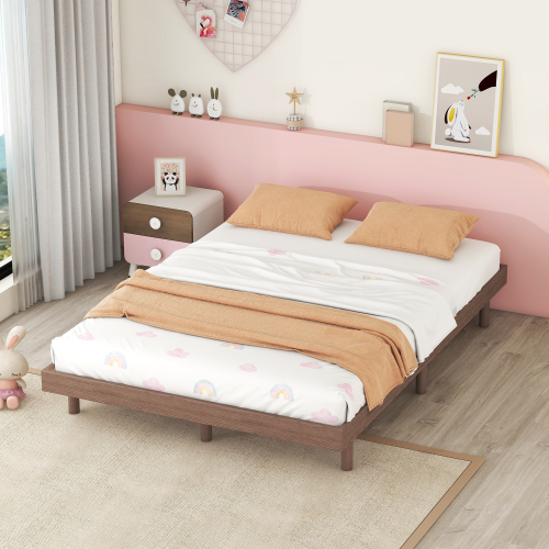 Modern Design Full Floating Platform Bed Frame for White Washed Color、、xpatfood