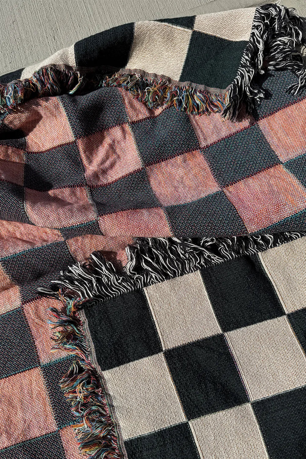 Black and White Checkered Cotton Woven Blanket、mySite、gigharbornorthrealestate
