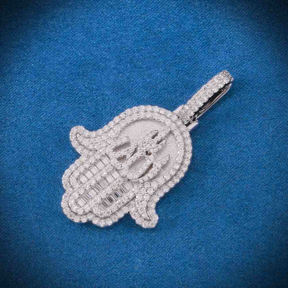 Moissanite Allah Hamsa Hand Pendant 14K Gold、mySite、hinf8tx79