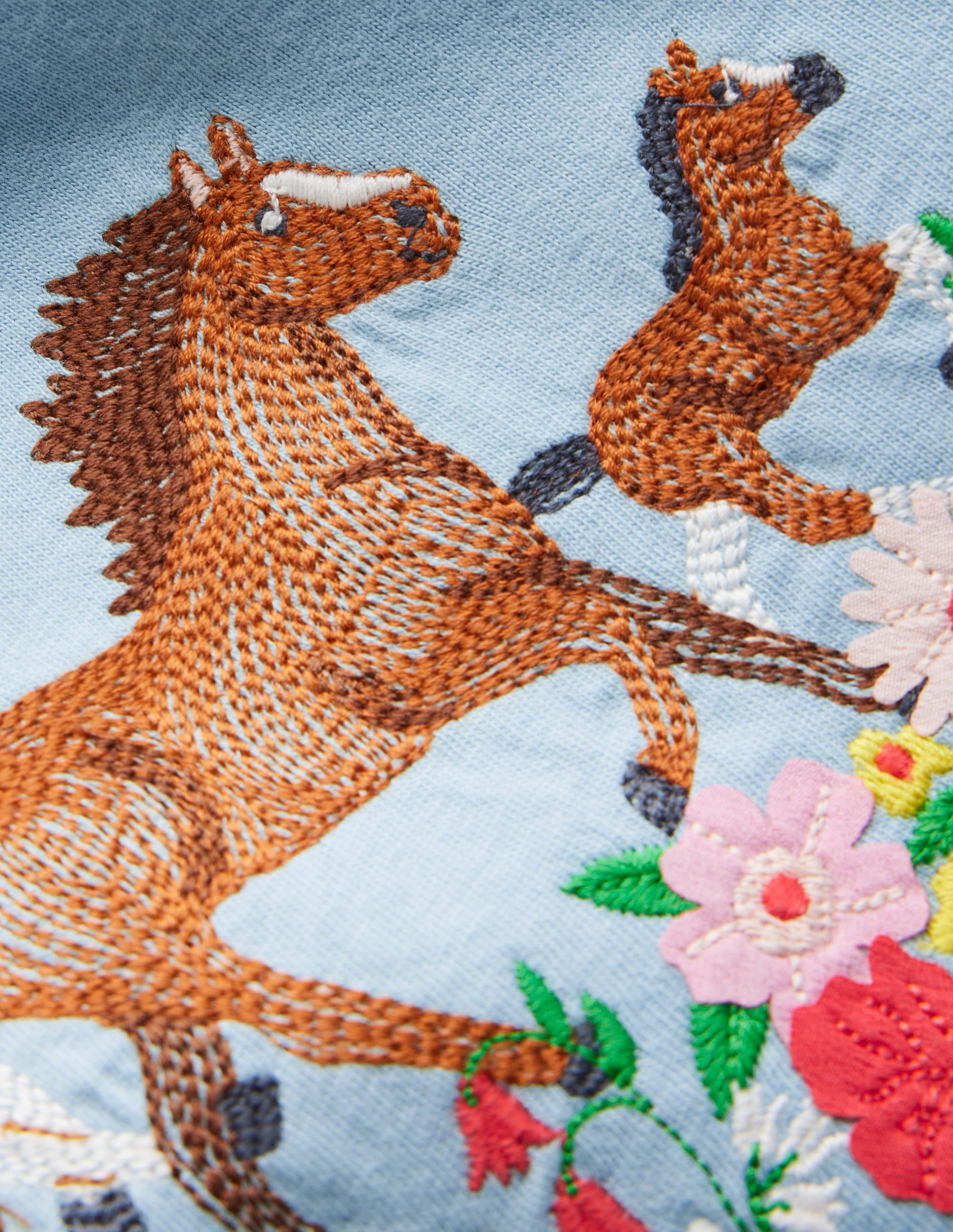  Puff Sleeve Superstitch Top-Blue Horses、mySite、ashleygrahame