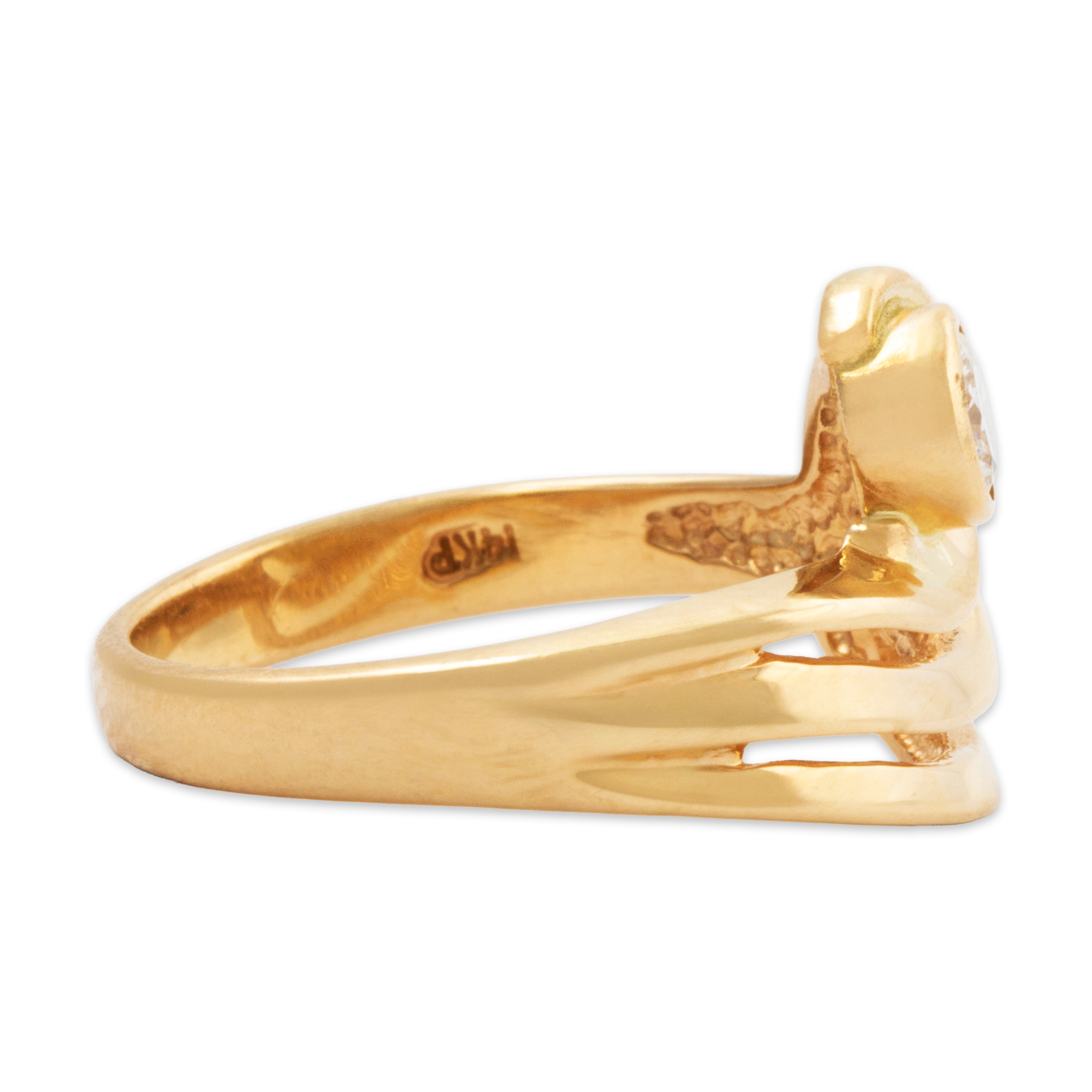 Vintage 14k Yellow Gold .26ct Diamond Stunning Asymmetric Ring 6.50、mySite、hinf8tx79