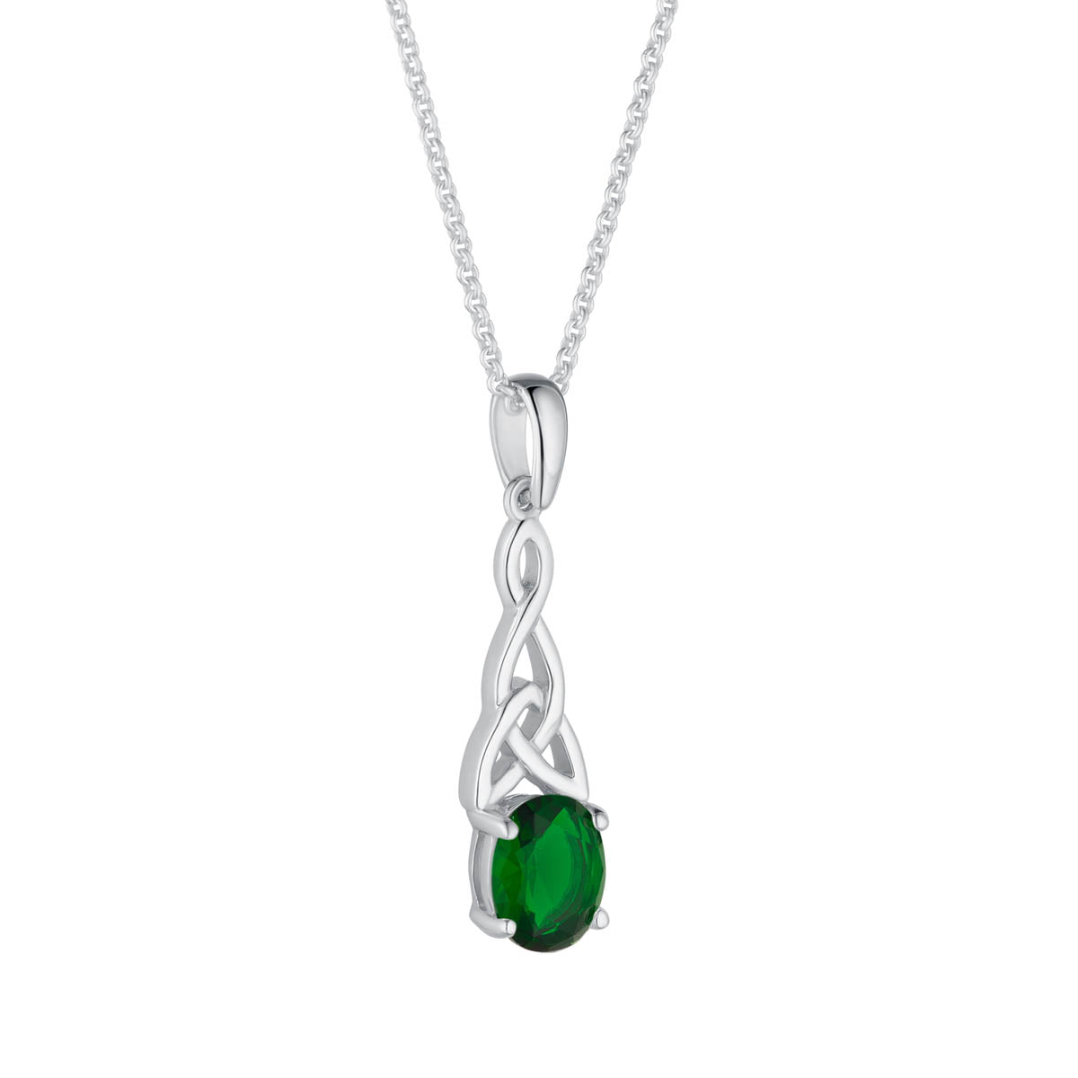 Sterling Silver Green Cz Trinity Knot Necklace、mySite、botmansion