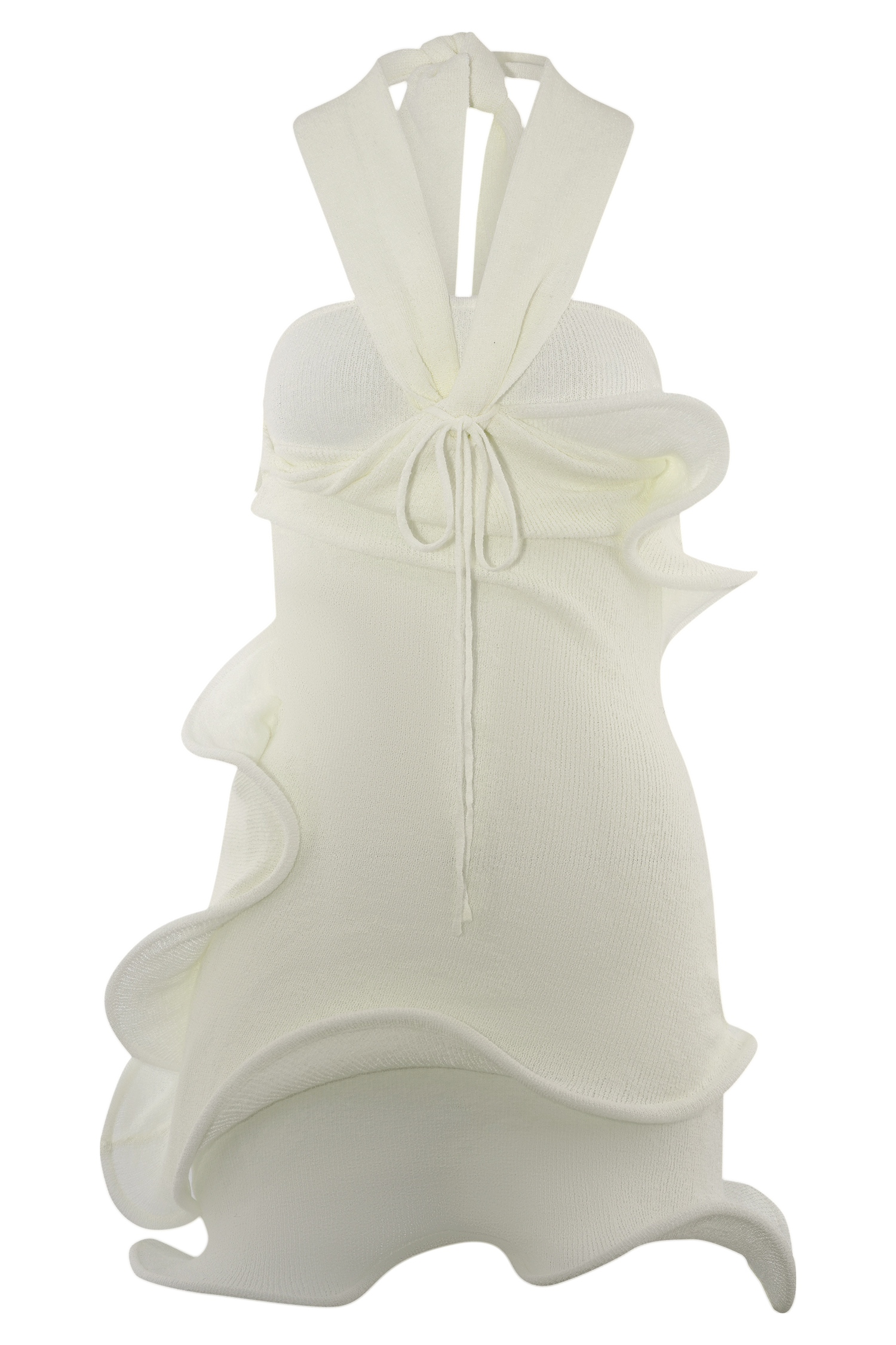 Caprice Halter Knit Mini Dress - White、mySite、solidvoid