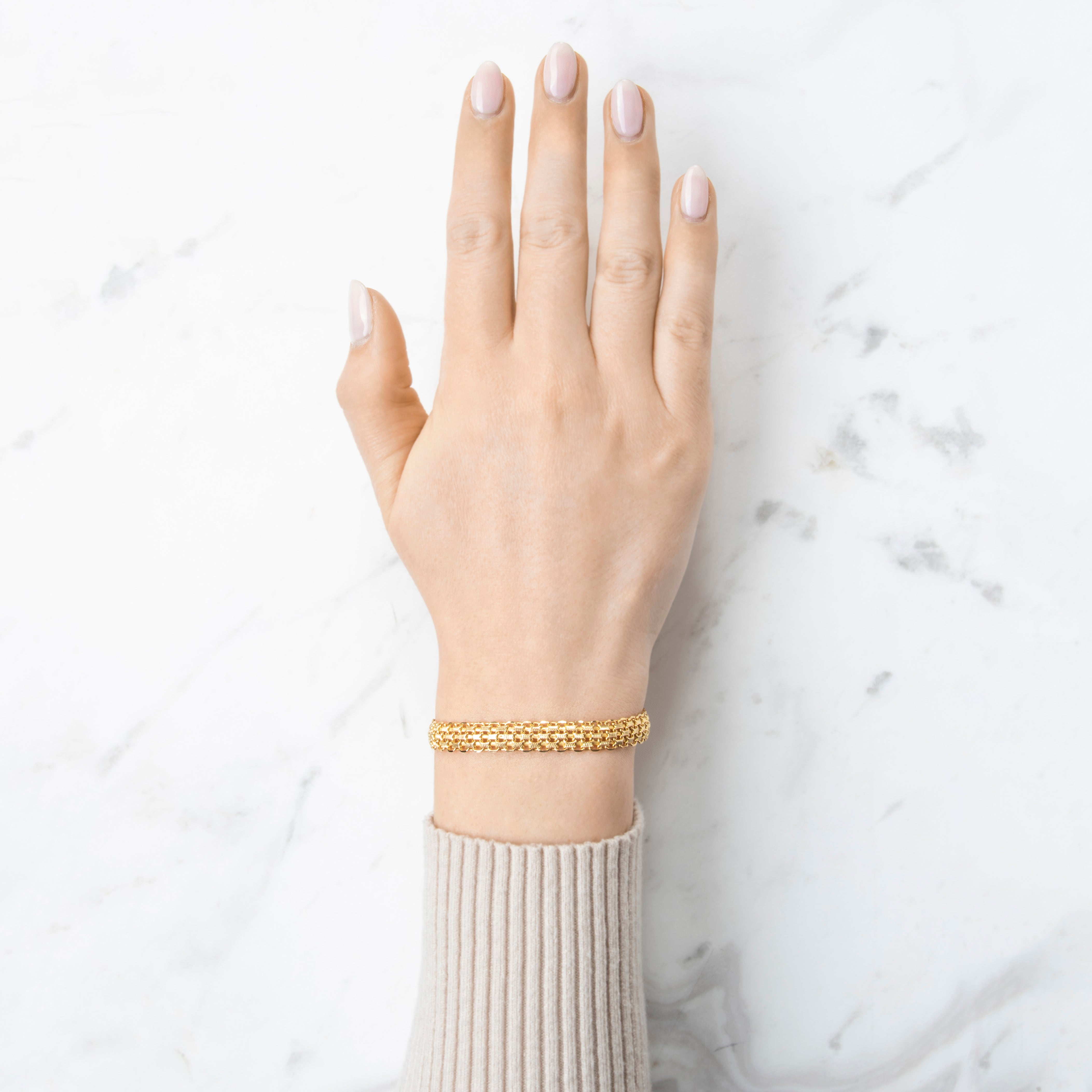 Vintage Italian 14k Yellow Gold Lovely Woven Link Bracelet 7、mySite、hinf8tx79