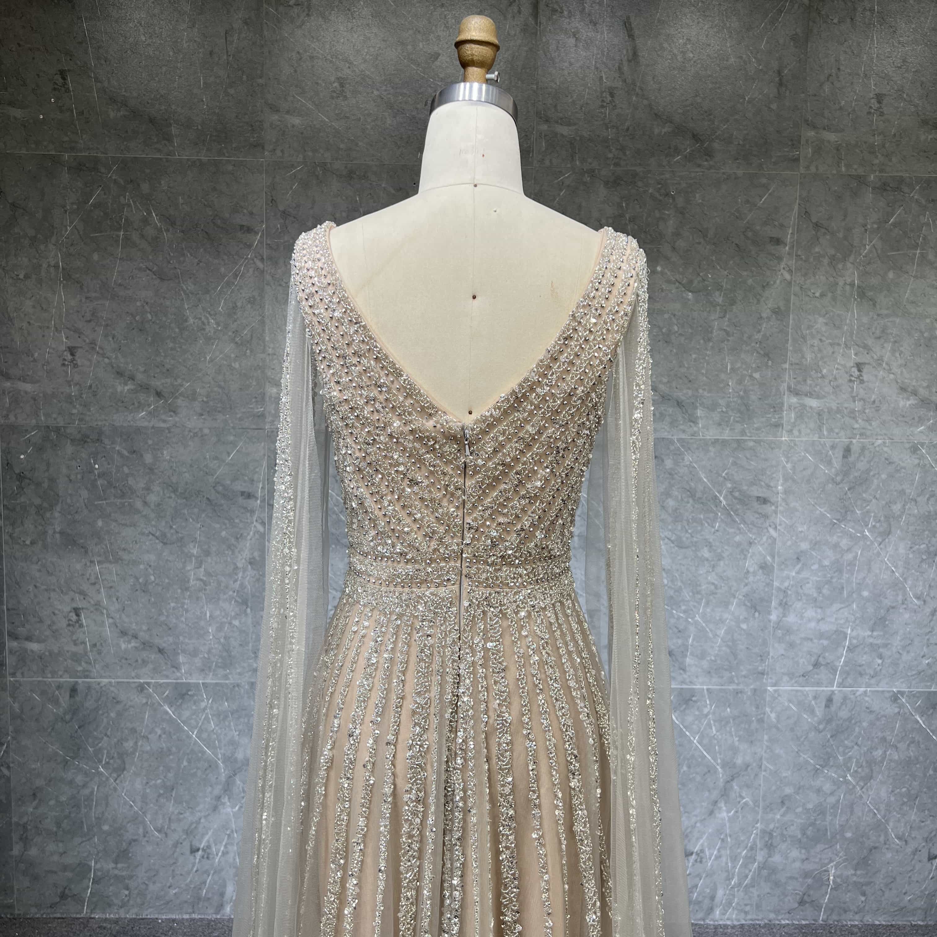  Cape Sleeves Silver Evening Gown、mySite、merchandisen