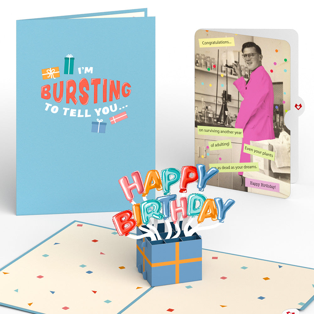 Happy Birthday Burst Pop-Up Card and Survive Another Year of Adulting Sentiment Set、mySite、solidvoid