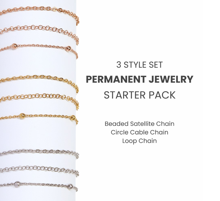 Permanent Jewelry Stainless Steel Chain Starter Kit - 3 Chain Style Pack、mySite、dreamappss