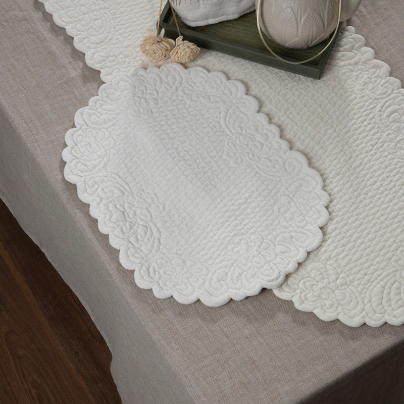 Cotton Dining Mat Set | Table Runner & Placemats | Ivory | Set of 9、mySite、camillekostekn