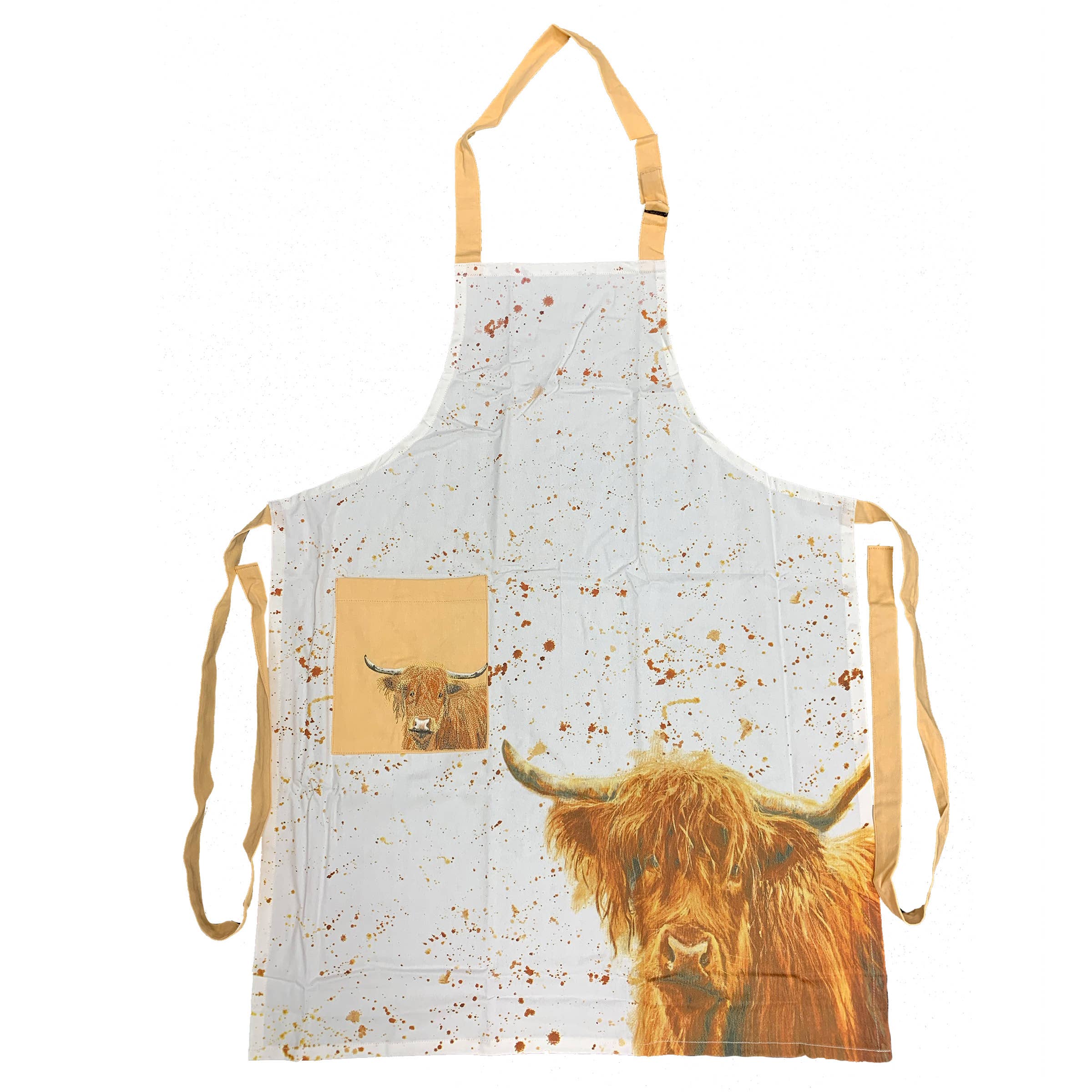 HIGHLAND COW ORGANIC COTTON APRON、mySite、g9winljtr