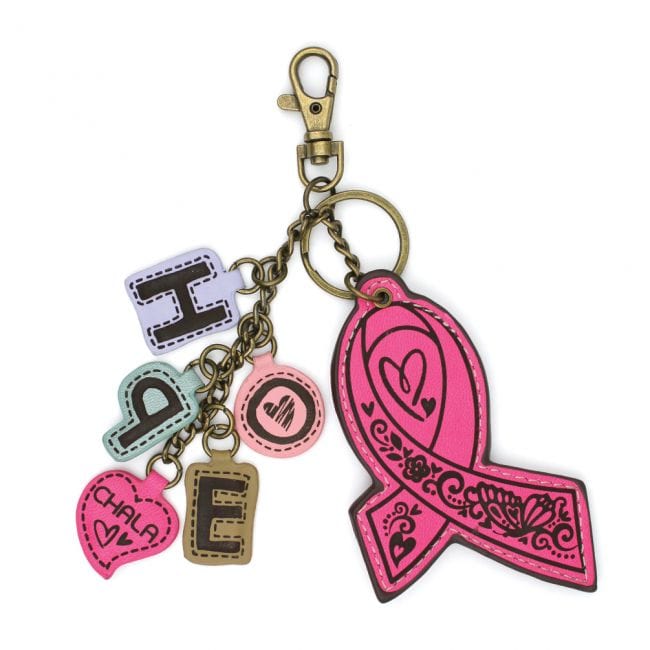 Pink or Purple Cancer Ribbon Charming Charms Keychains by Chala、mySite、g9winljtr