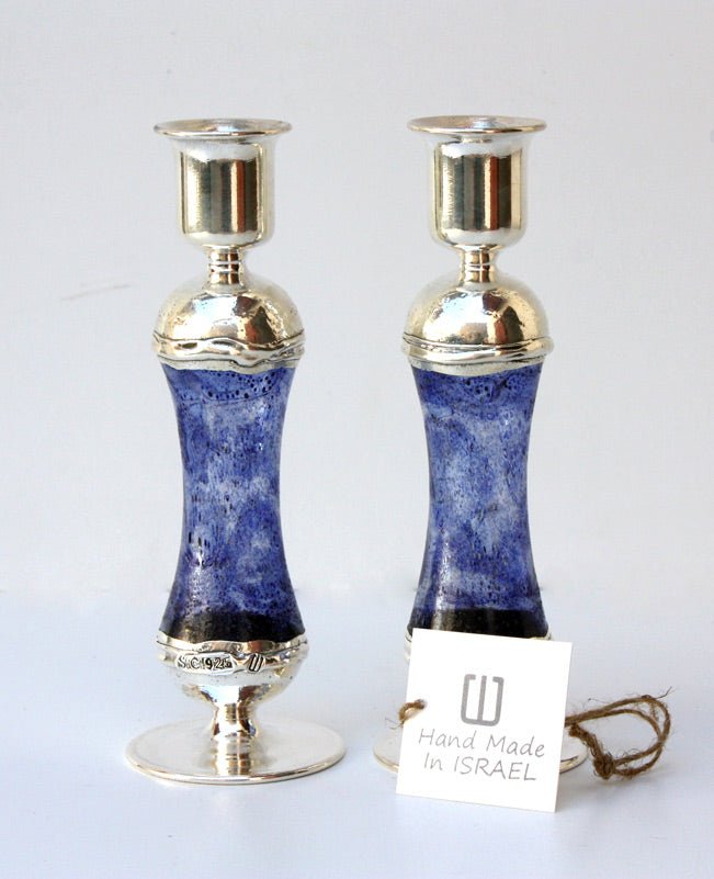  Blue Glass and Sterling Silver Candlesticks、mySite、elrpsem3k