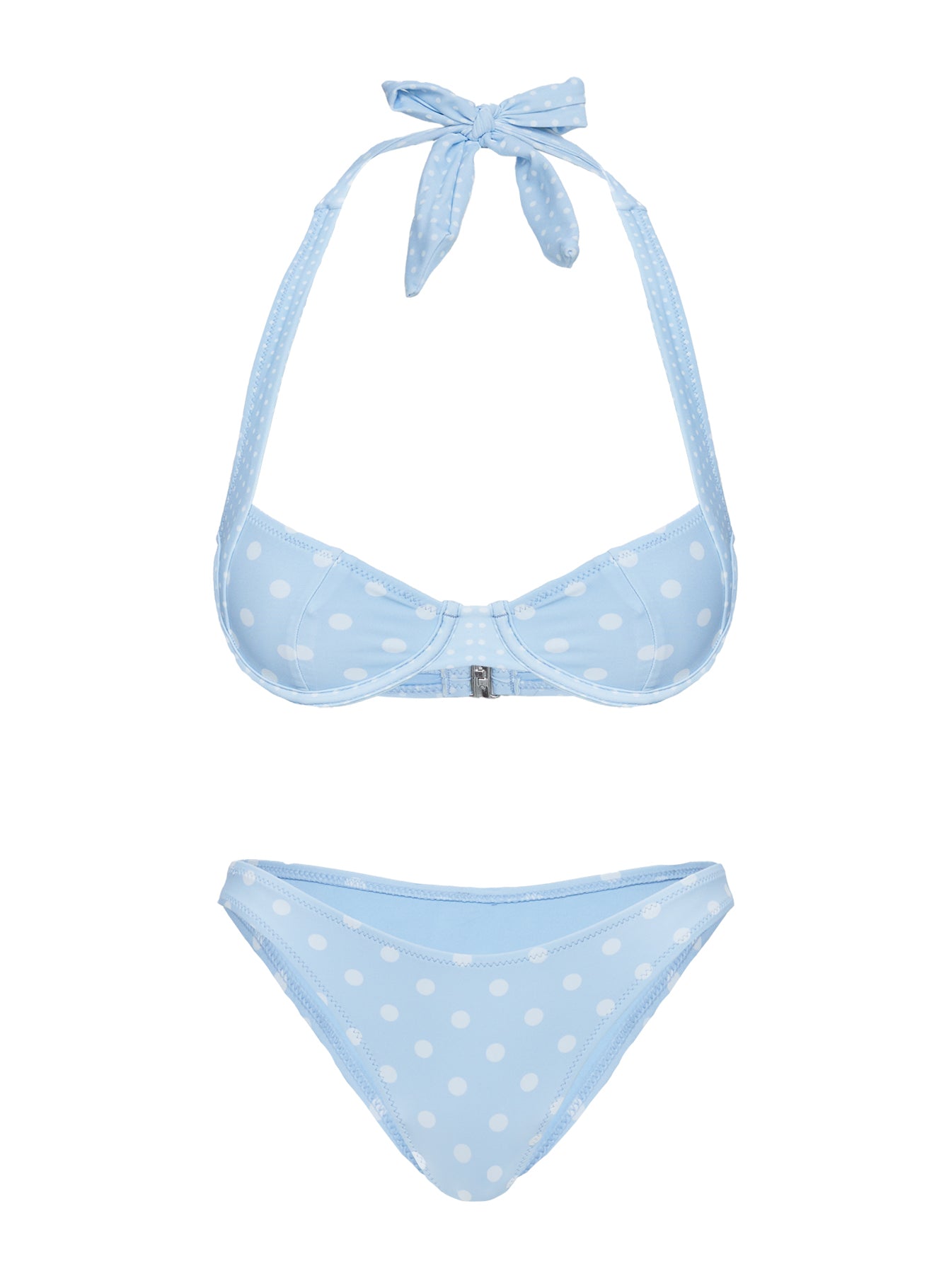 Ellie High Cut Cheeky Bikini Bottoms Blue / Polka Dot、mySite、solidvoid