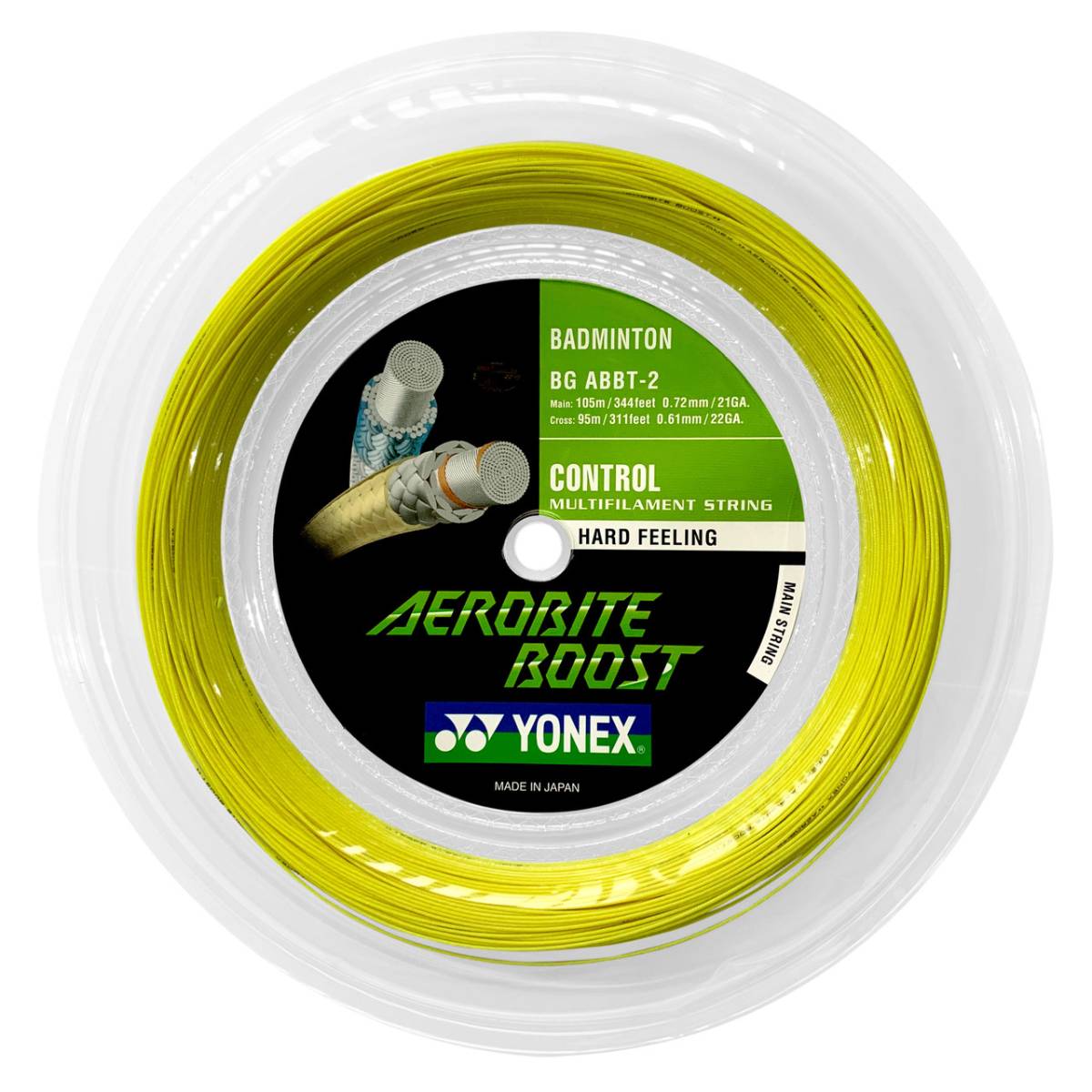 Yonex BG Aerobite Boost Hybrid Badminton String Reel (Grey/Yellow)、mySite、neckold