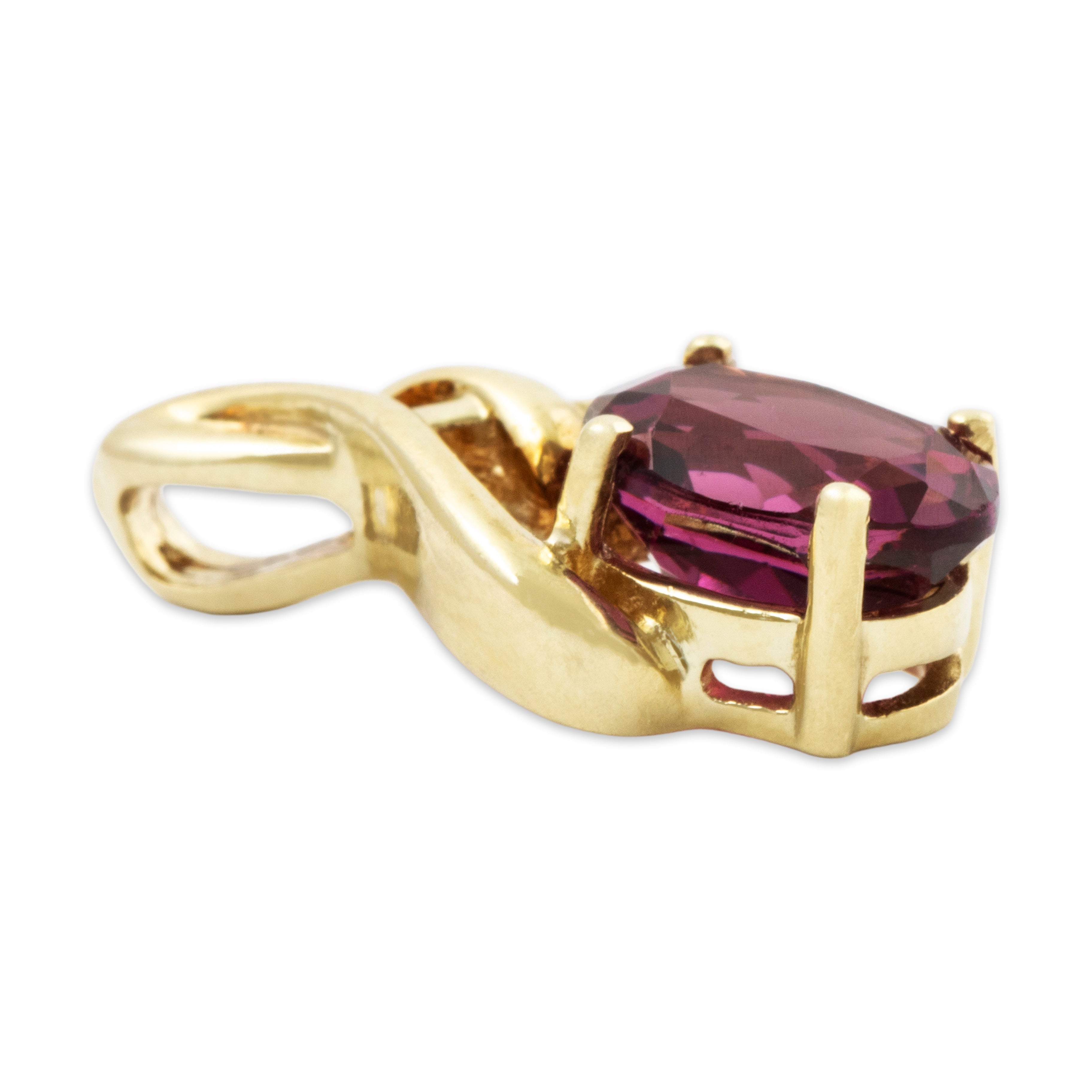 Vintage 14k Yellow Gold 1.7ct Rhodolite Garnet Chic Swirl Pendant、mySite、hinf8tx79