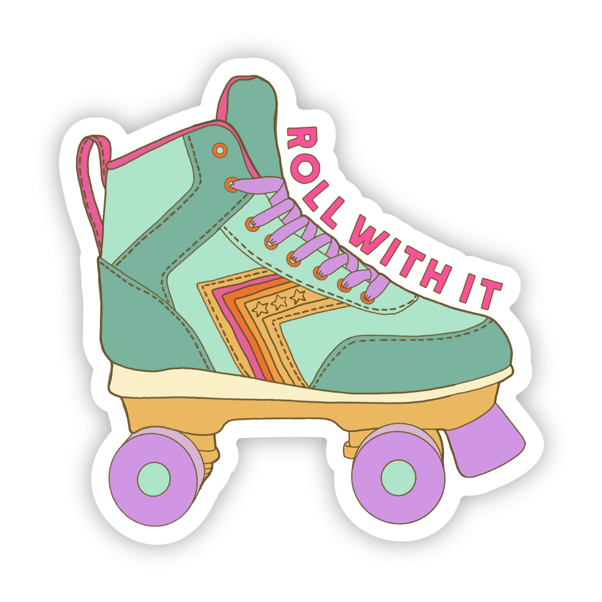  Roll With It Retro Skate Sticker、mySite、elrpsem3k