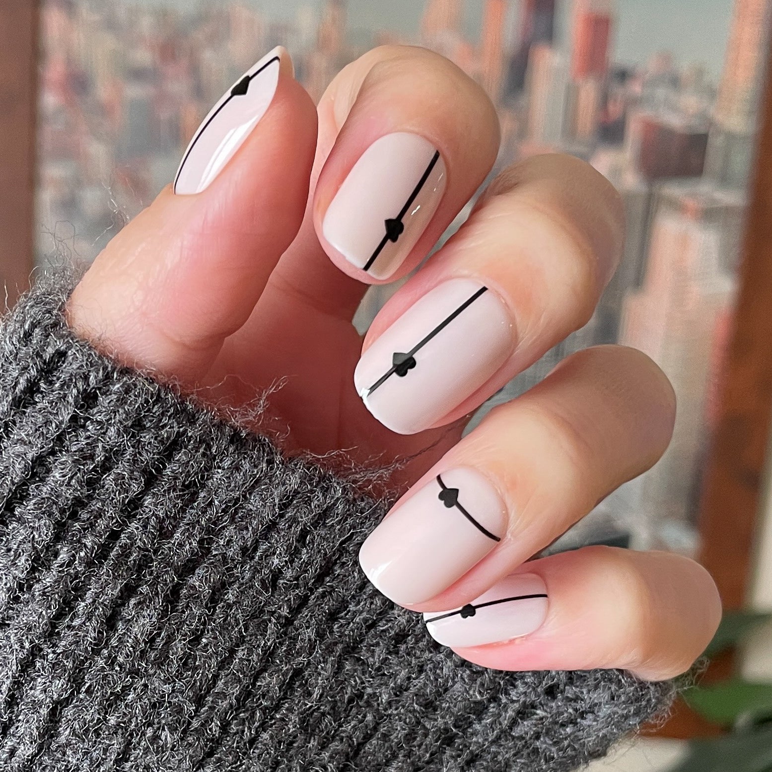 Linear Hearts | Short | Squoval - Tab Press-On、mySite、solidvoid