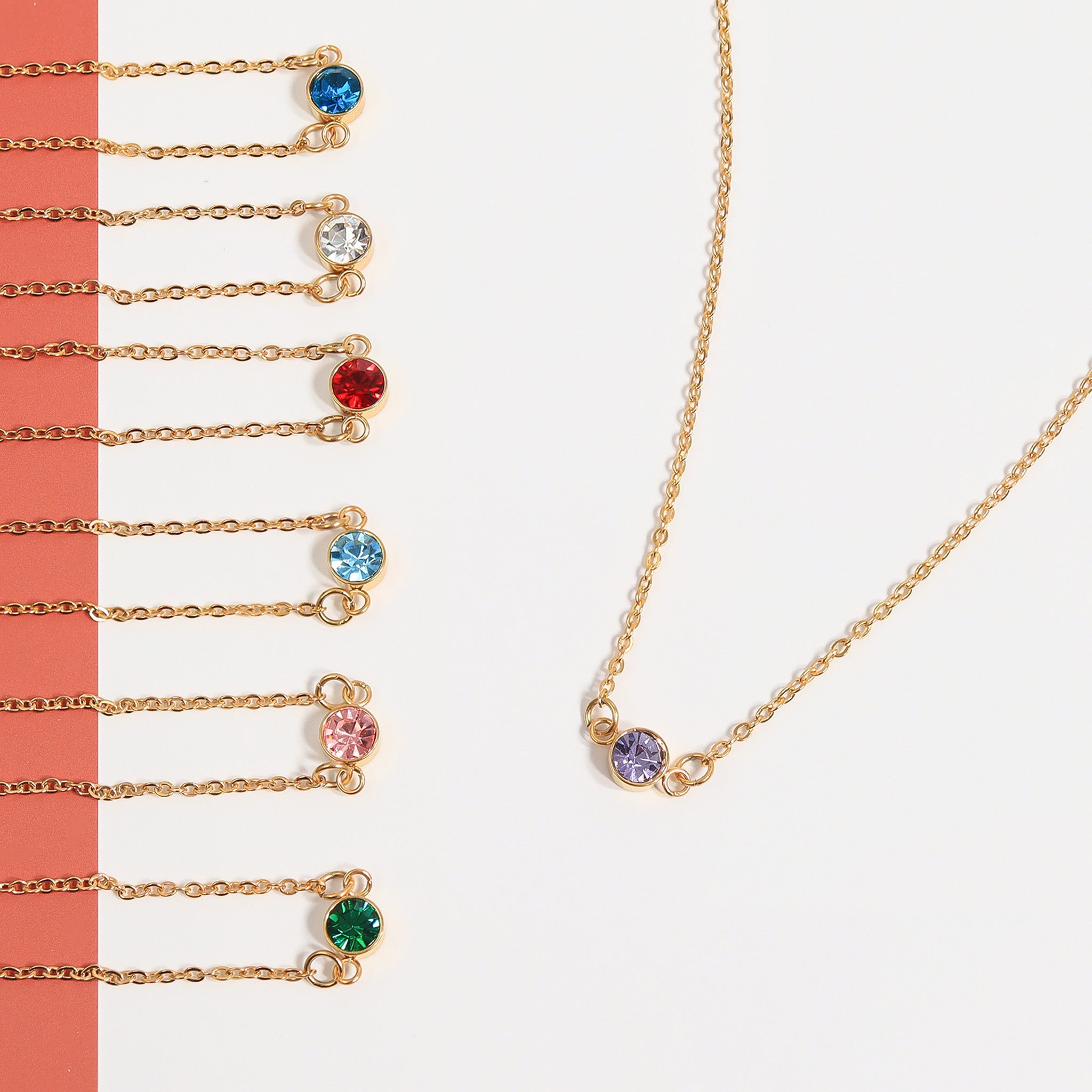 18K Gold PVD Stainless Steel Birthstone Connector Charm / PDL0122、mySite、dreamappss