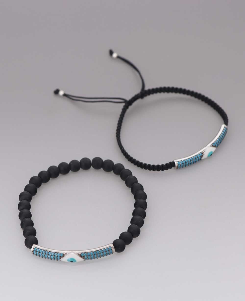 Sterling Silver Evil Eye Bracelet, Stretch or Adjustable、mySite、topwebapps