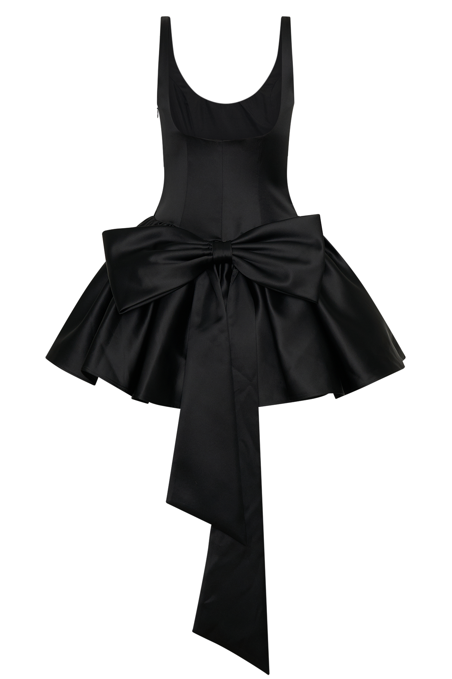 Felicia Satin Mini Dress With Bow - Black、mySite、solidvoid