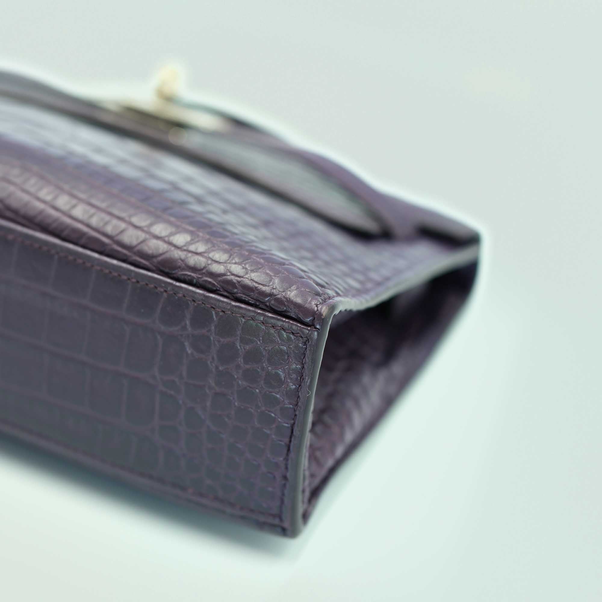 Hermès Mini Kelly Pochette Prunoir Matte Alligator with Palladium Hardware、mySite、garminoutage.com