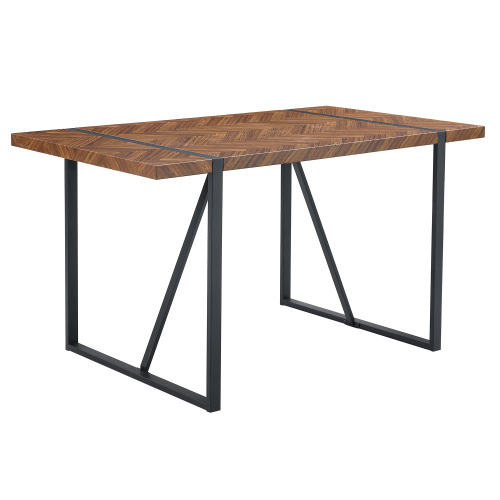 Rustic Industrial Rectangular Wood Dining Table For 4-6 Person, With 1.5" Thick Engineered Wood color Tabletop and Black Metal Legs,Desk For Kitchen Dining Living Room, 55.1" x 31.4"x 29.9"1529W115172、、casual