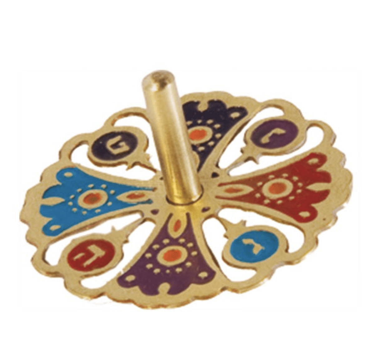 Pomegranate Etching Dreidel by Yair Emanuel - Multicolor、mySite、topwebapps