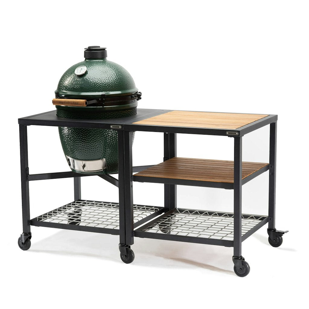 Big Green Egg Modular Nest + Expansion Frame + 2 x Acacia Shelves、mySite、noshort