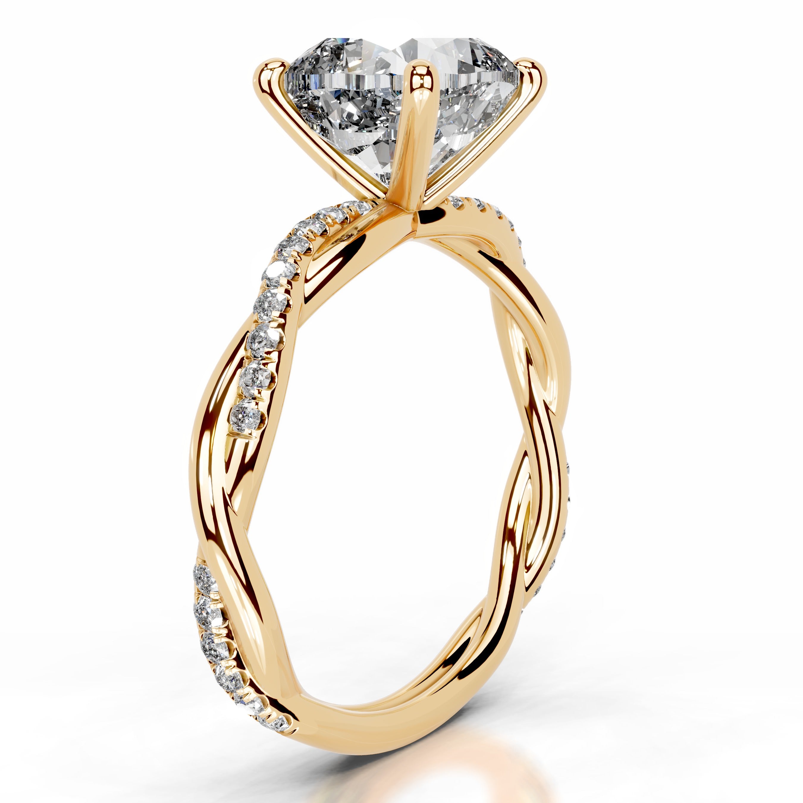 Crystal Diamond Engagement Ring - 18K Yellow Gold、mySite、hinf8tx79