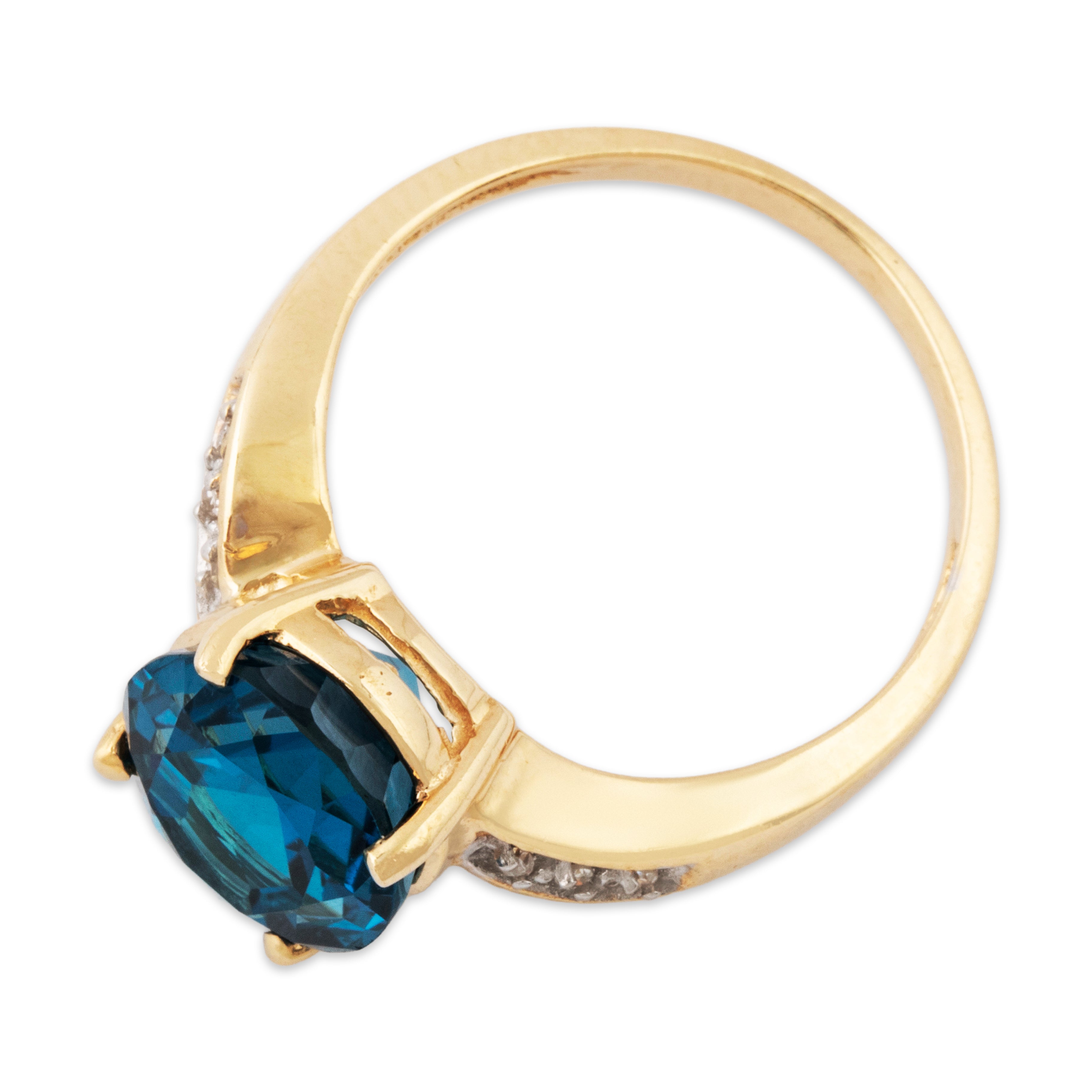 Vintage 14k Yellow Gold 5ct London Blue Topaz Diamond Deep Lagoon Ring 6.75、mySite、hinf8tx79