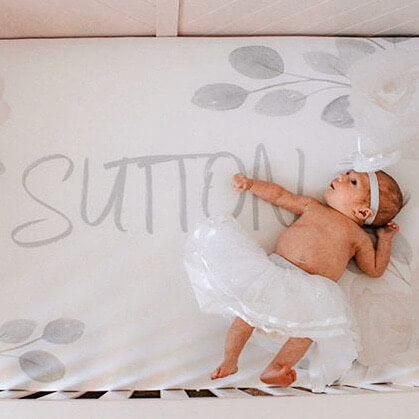  Eleanor's Sage & Ivory Floral Personalized Crib Sheet、mySite、layawaytickets