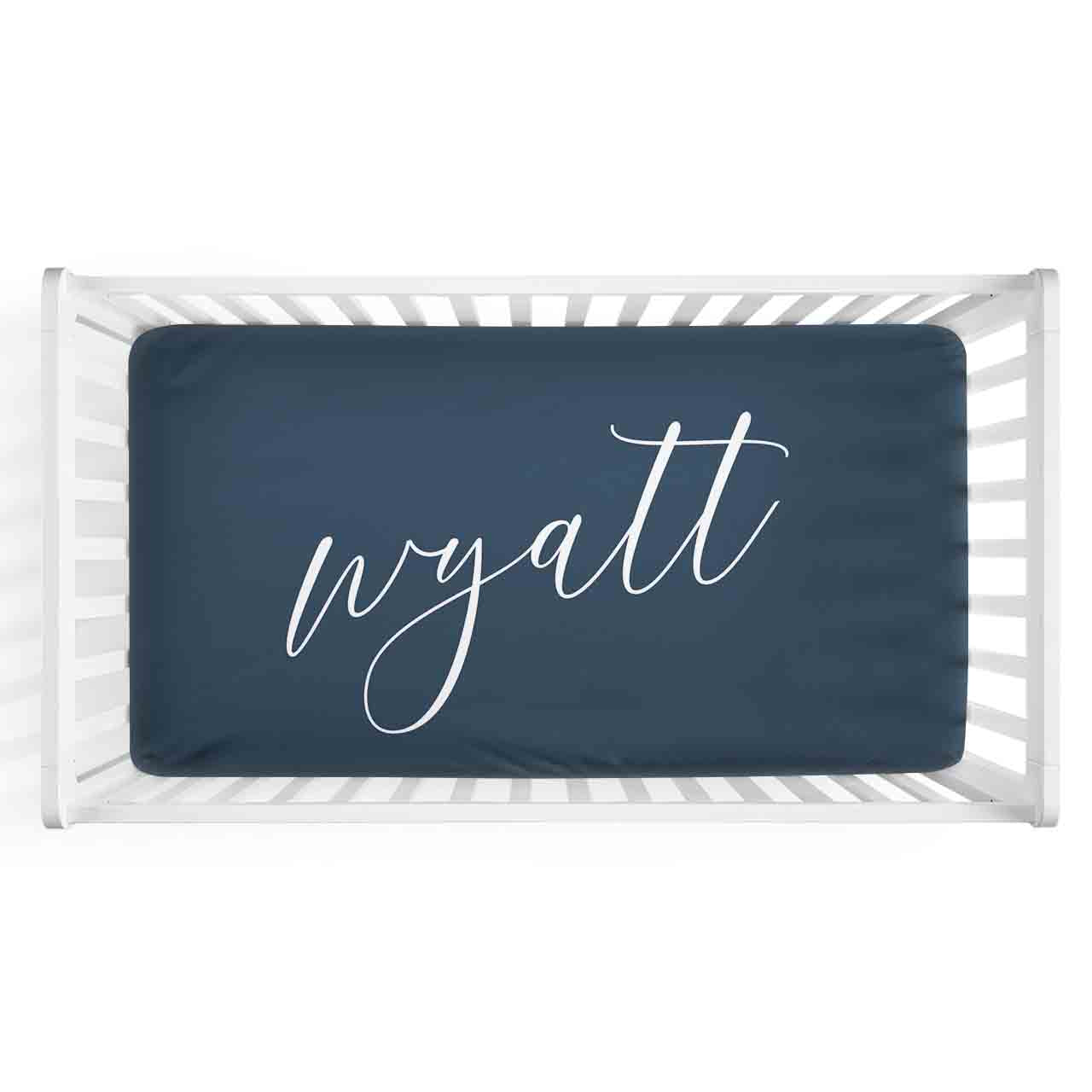  Color Story | Dark Navy Personalized Crib Sheet、mySite、layawaytickets