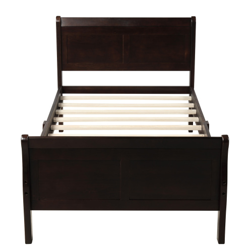 Wood Platform Bed Twin Bed Frame Mattress Foundation Sleigh Bed with Headboard/Footboard/Wood Slat Support、、casual