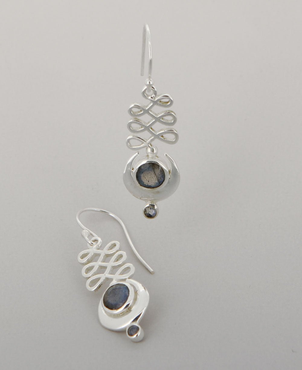 Sterling Silver Unalome Moon Labradorite Earrings、mySite、topwebapps