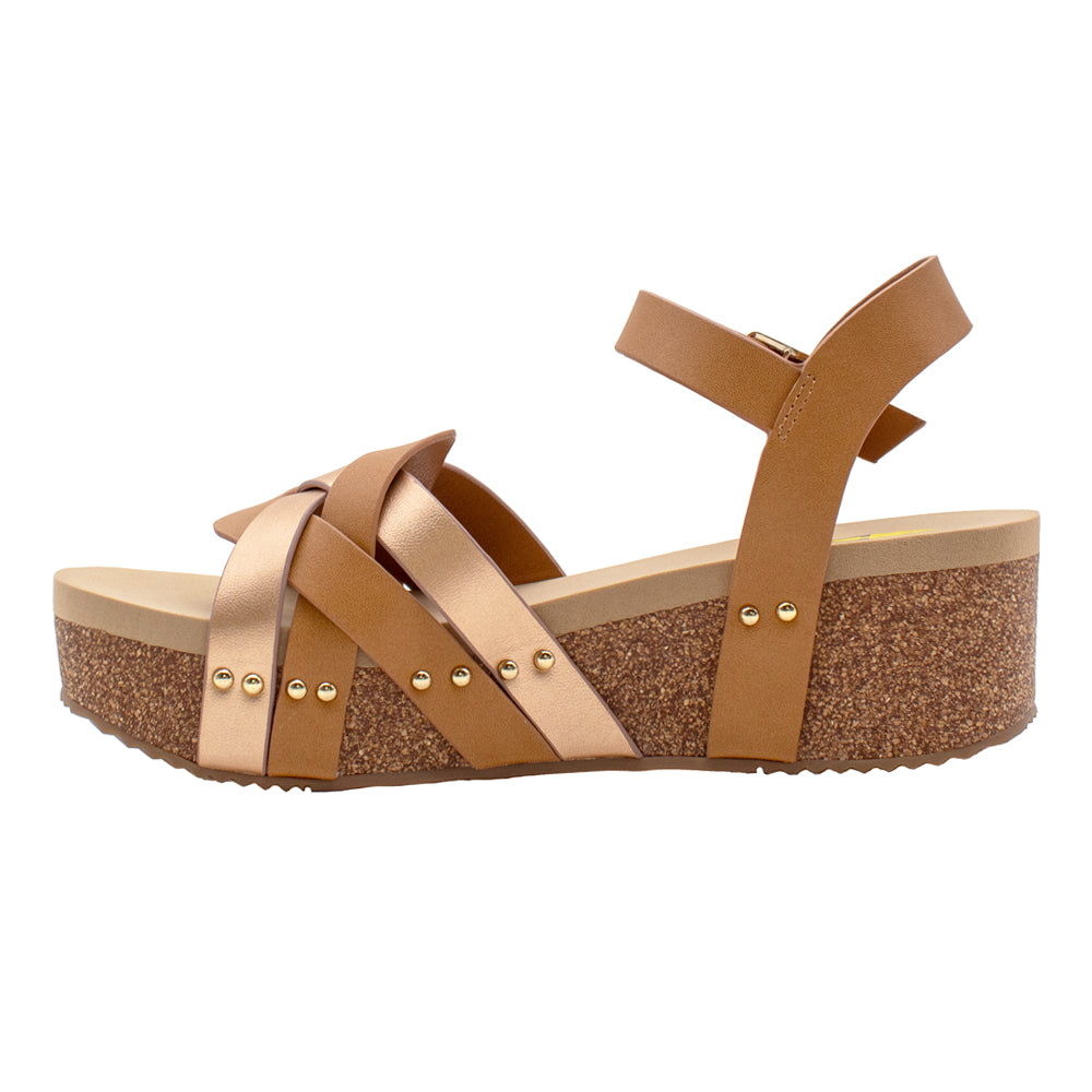 Edna Cork Metallic Wedge Sandals、mySite、gtrtttuynbv