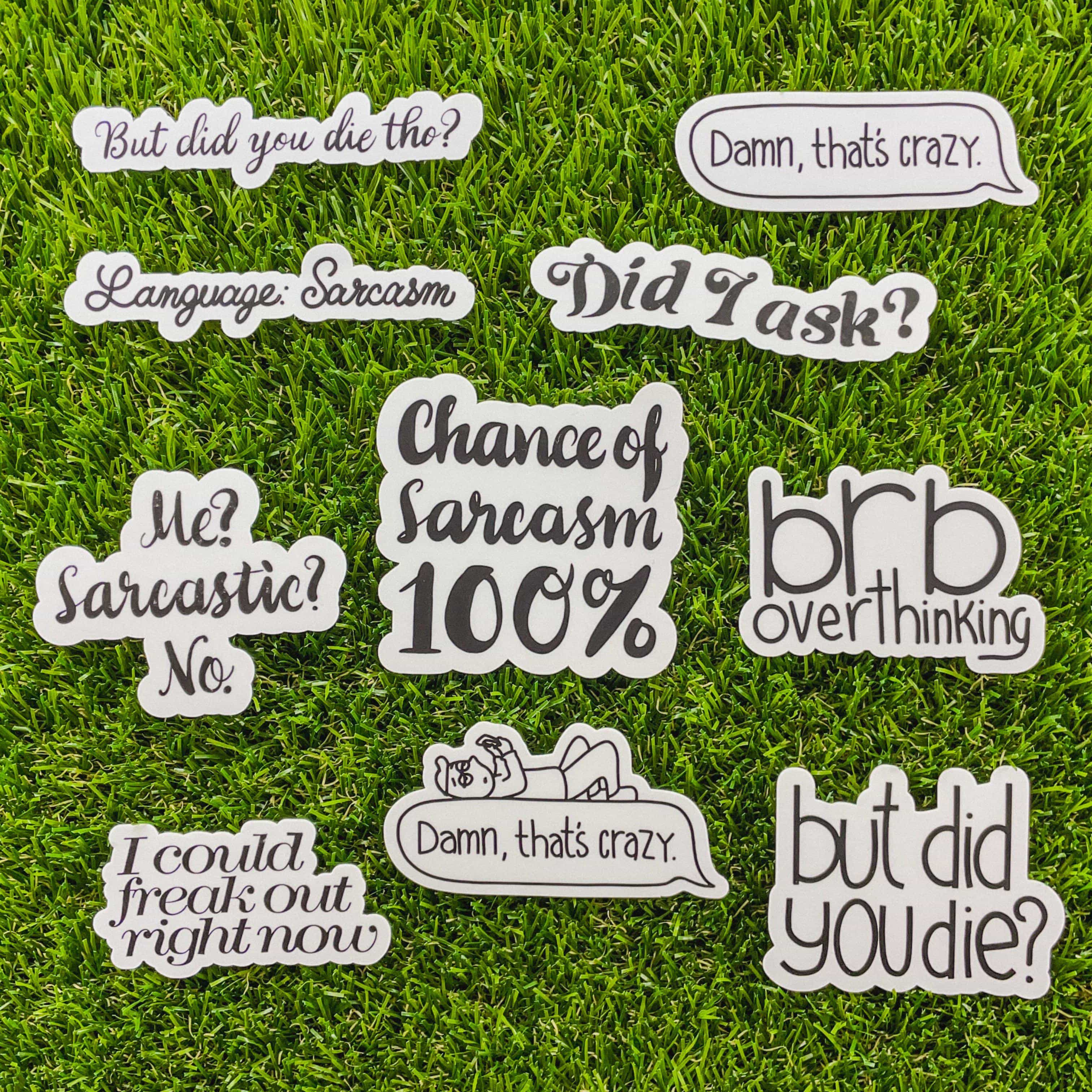  Sarcasm Sticker 10 Pack Black and White、mySite、elrpsem3k
