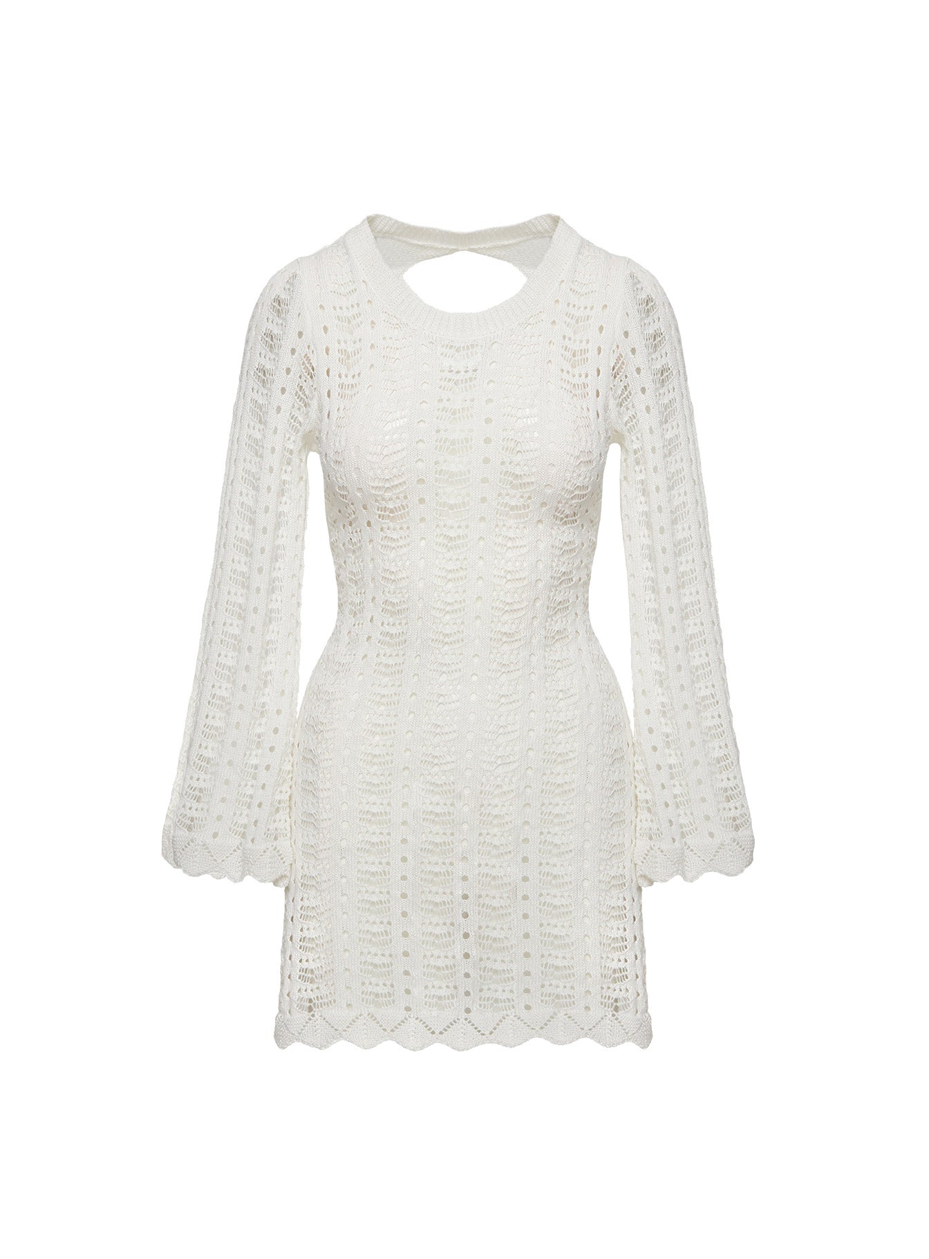 Crush Long Sleeve Mini Dress White、mySite、solidvoid