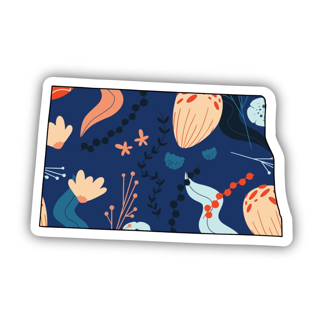  North Dakota Blue Floral Abstract Sticker、mySite、ghnorth