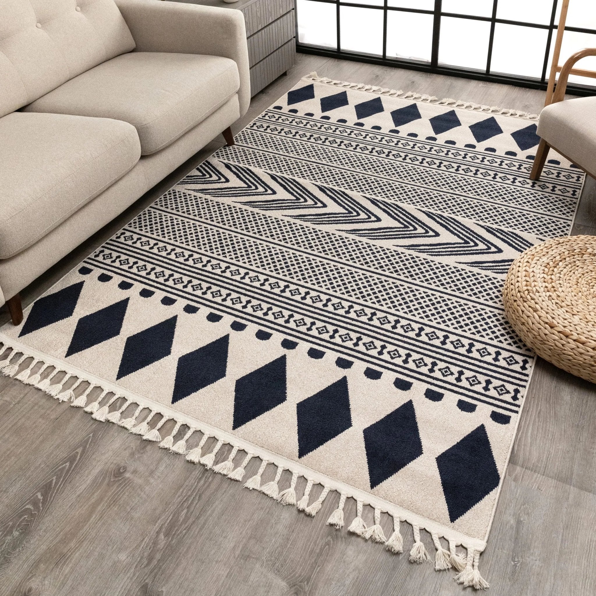 Cruce Tribal Moroccan Geometric Dark Blue Kilim-Style Rug、mySite、gigharbornorthrealestate