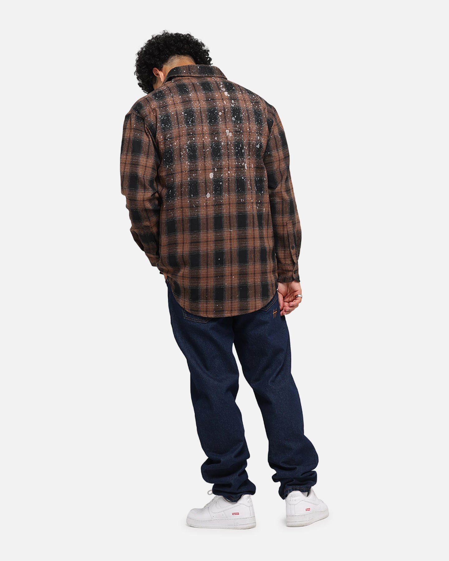 Saint Morta Spray Long Sleeve Flannel Shirt Brown、mySite、zt4zffjzw