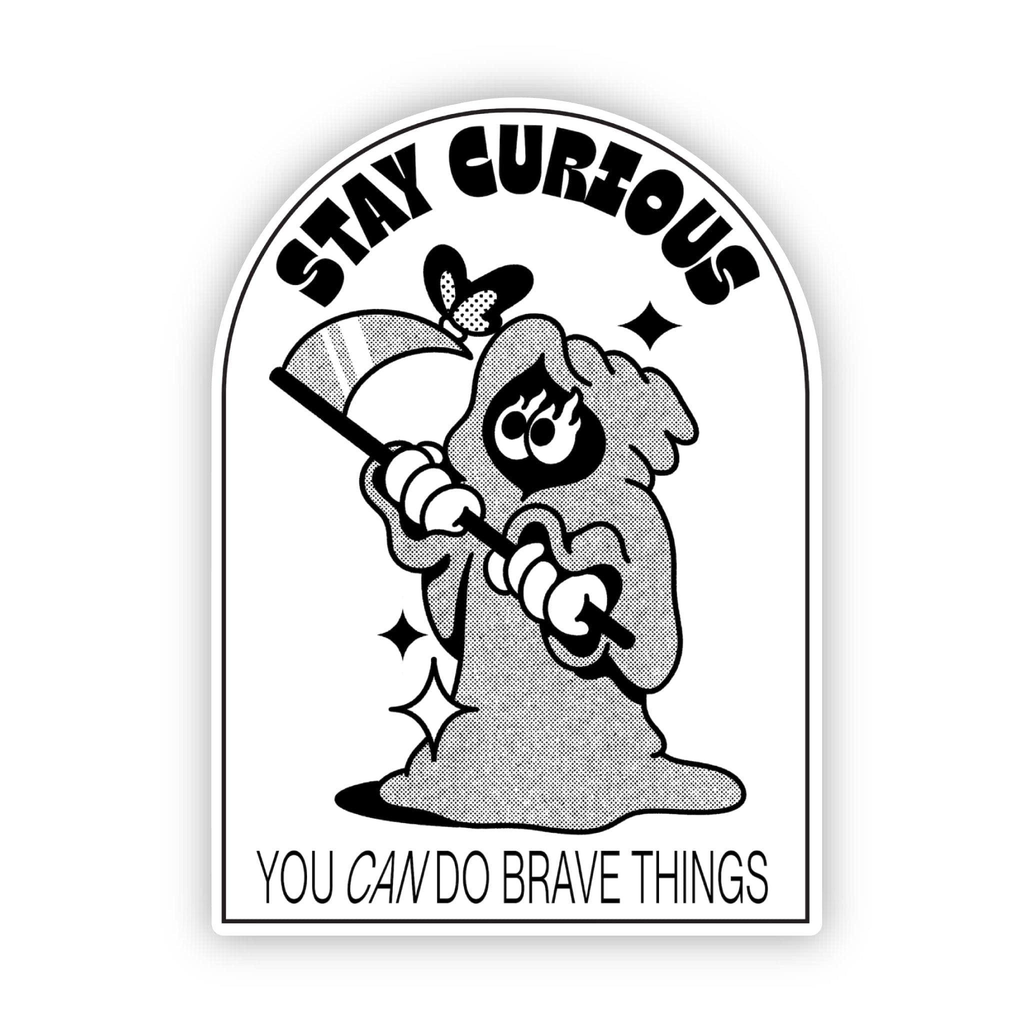  Stay curious Black & White Inspirational Sticker、mySite、elrpsem3k